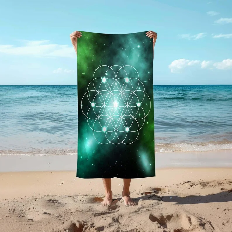 Cosmic Owl Beach Towel Guardian of The Galaxy, Celestial Mandala Design Night Sky Spirit Galaxy Nebula Towel Cosmic Energy Owl