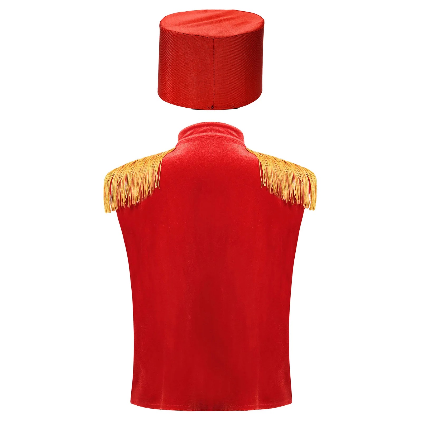 Kids Girls Boys Circus Showman Costume Drum Royal Guard Fringe Vest Jacket Ringmaster Waistcoat Halloween Performance Dress Up