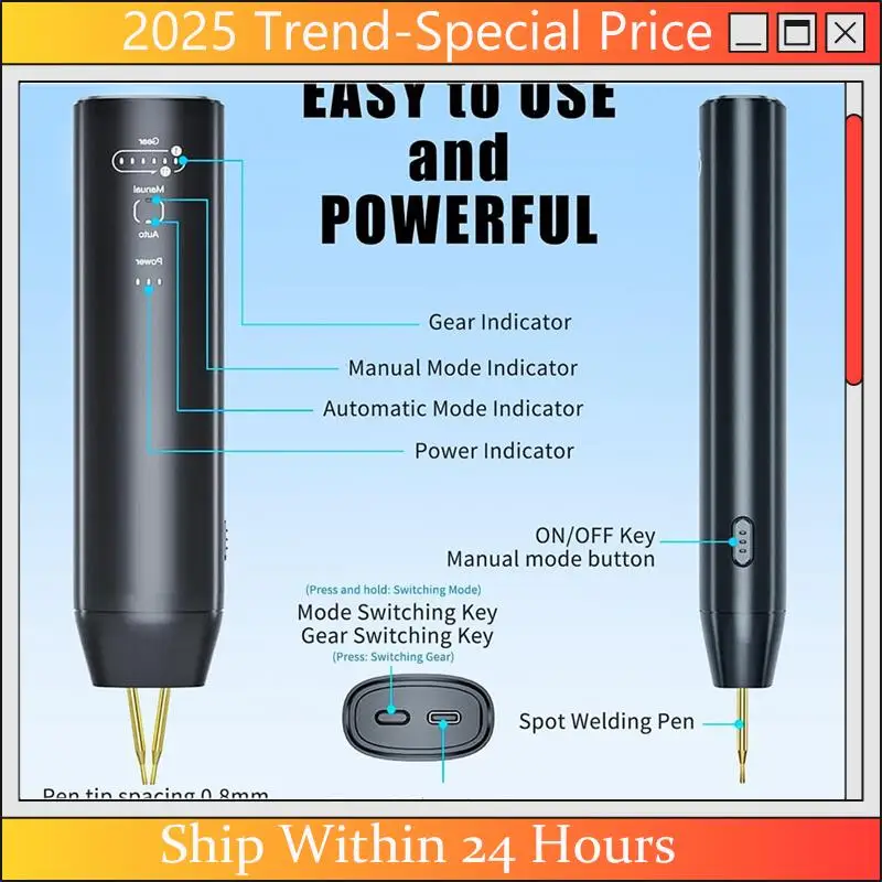 

A61Z Deals Battery Spot Welder, 11 Adjustable Levels, Automatic And Manual Modes, Suitable For DIY 18650 Batteries, (2M Nickel)