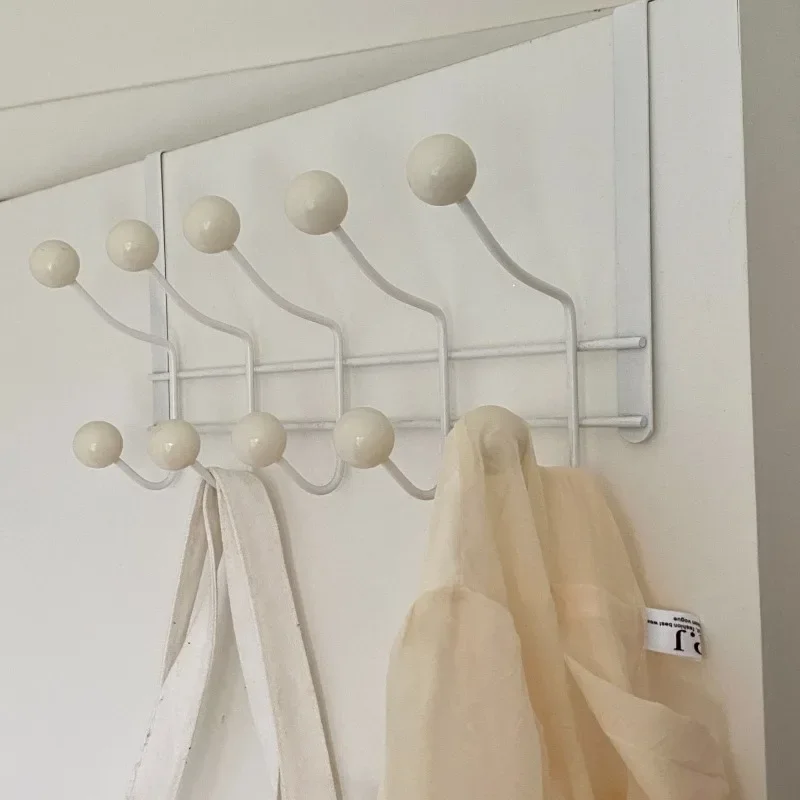 

Non-Punching Clothes Hangers, Door Back Towel Holder, Alloy Electroplated Hooks with Wooden Balls, Entryway Hook, Wall Hanger