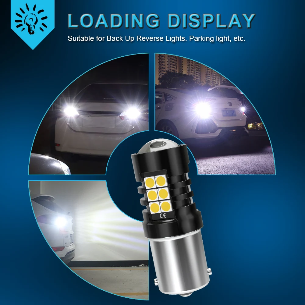 2Pcs BA15S P21W LED CANBUS 1156 T15 W16W 7440 T25 3157 LED Bulb Signal Lamp 6000K White Car DRL Reverse Daytime Running Lights