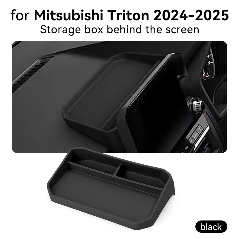 for Mitsubishi Triton 2024 2025 Car Dashboard Tray Center Console Hidden Storage Box Behind Screen Tidying