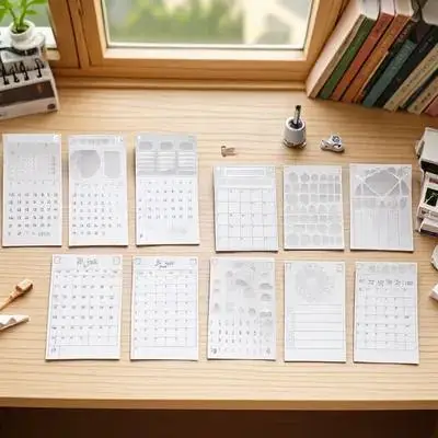 24Pcs Journal Stencils Productivity Focused Template Set for Effective Notebook Planning to Do Lists Goals Tracking Craft