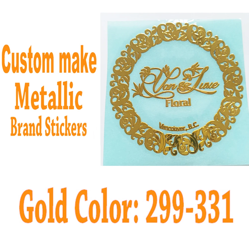 Custom Luxury Sticker Metal logo Patch Shirt Logo Self adhesive Sticker Gold Color