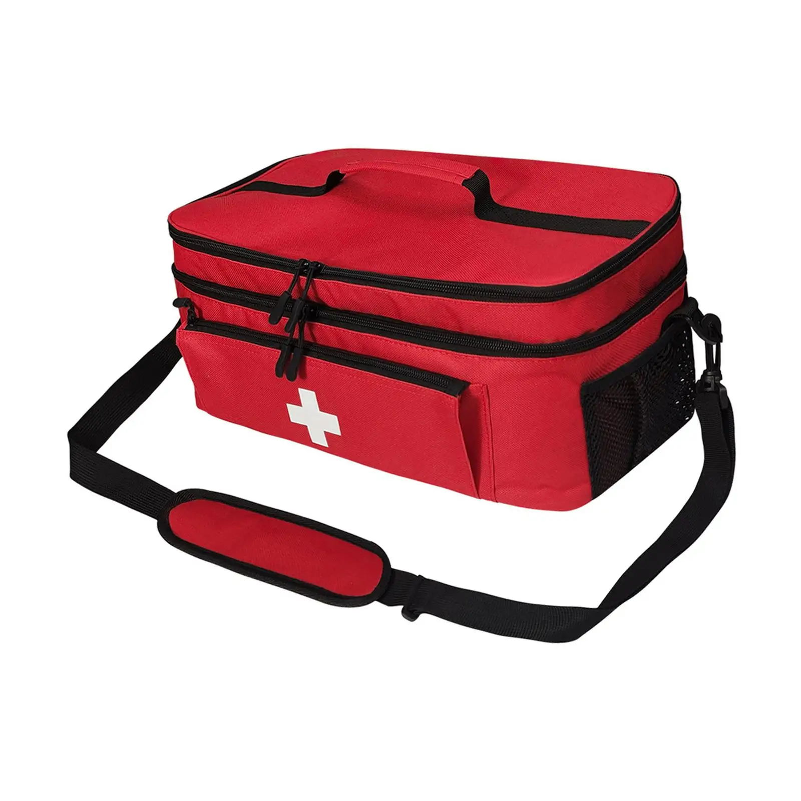 

First Aid Bag Red Portable Bottle Organizer for Emergency Hiking Office
