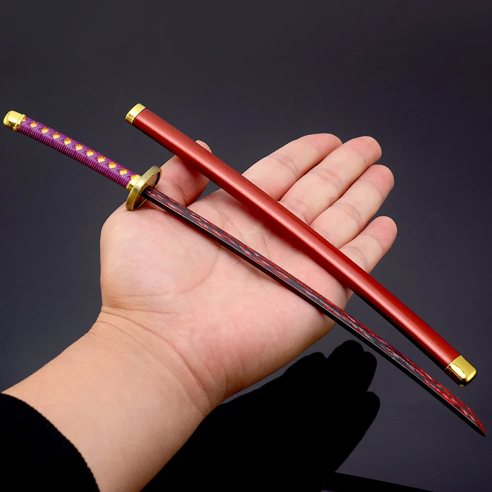 26cm periférico de animé Katana Kurosaki Ichigo Ban Kai Zangetsu accesorios de Cosplay cuchillo de Metal modelo espadas samurái juguetes adornos regalos