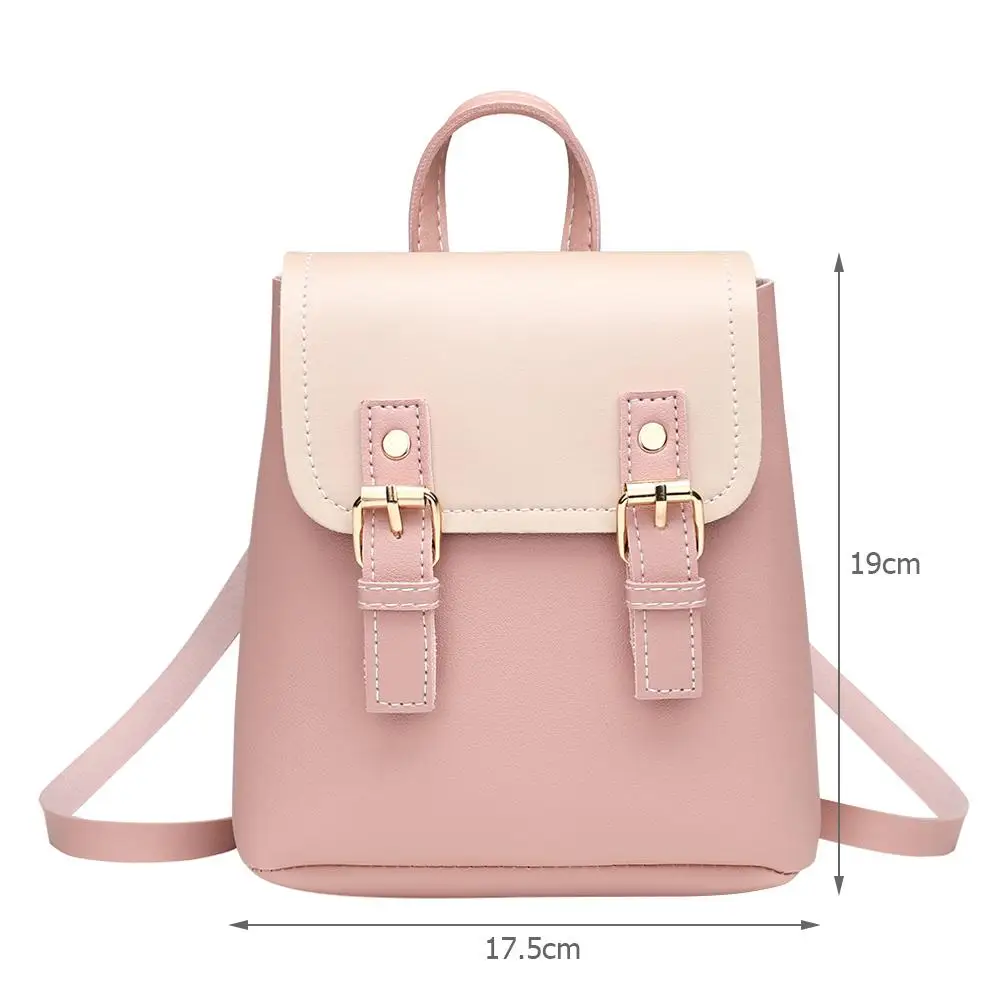 Candy Color Women Small Backpack Waterproof Splicing Hit Shoulder Bags School Bags for Teenage Girls Casual Student School Bag