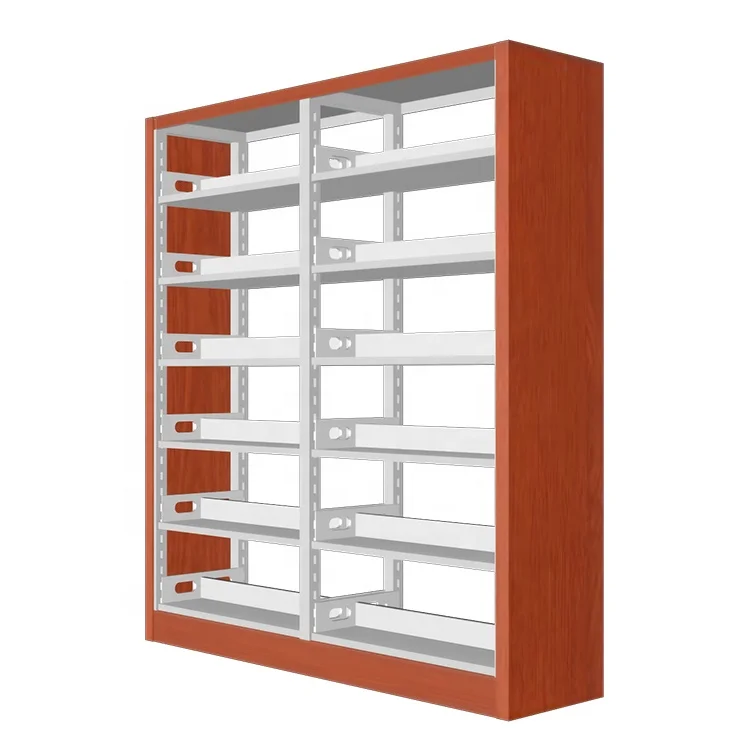 Affordable Bookshelf Wood Metal for School Office Steel and Wood Library Furniture Wood and Metal Bookcase