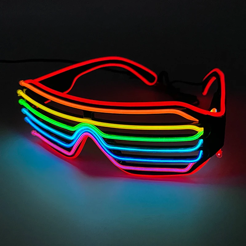 Fluorescencyjne kolorowe świecące okulary LED Light Up Party okulary dla mężczyzn kobiety rekwizyty klubowe tęczowe okulary neonowe dekoracje świąteczne