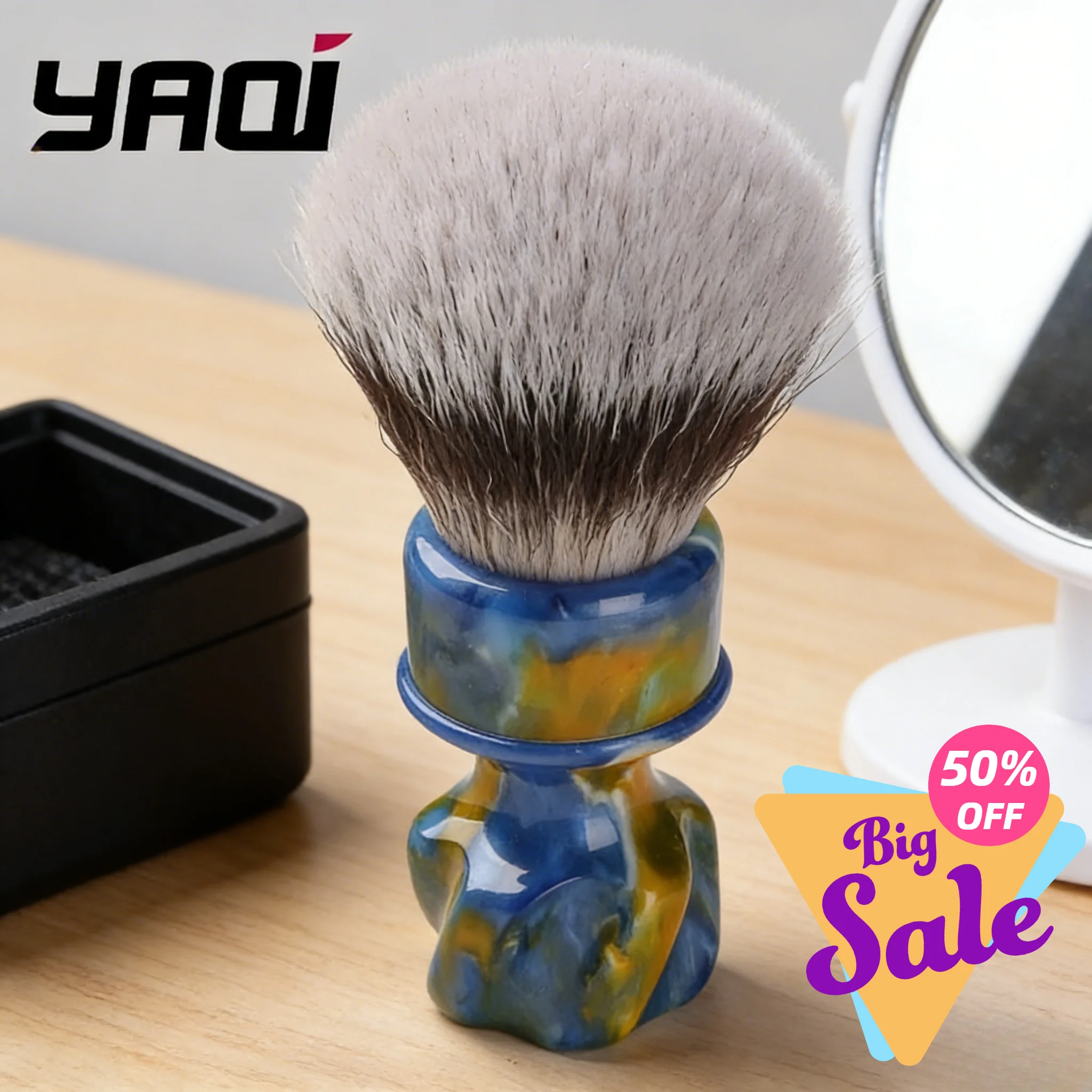 

Мужская кисть для влажного бритья YAQI Starry Night, новая, 28 мм, с синтетическим ворсом, 2026 год