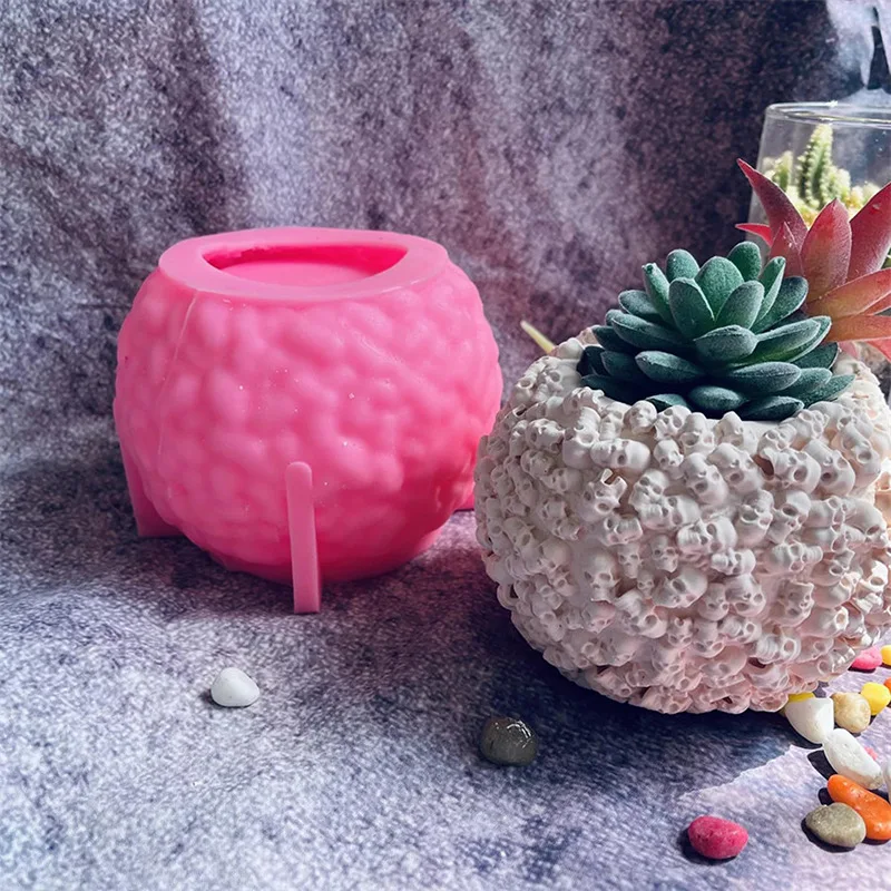 

Halloween Skull Mountain Succulent Flower Pot Pen Holder Silicone Mold Gypsum form Scented Stone Ornaments Homemade Handicraft