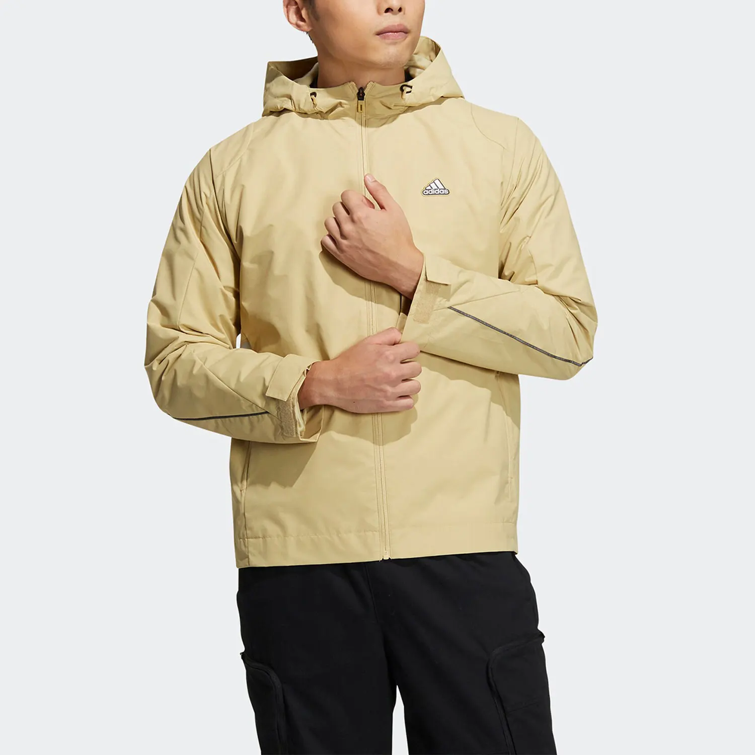 

Adidas genuine men's windproof woven lightweight sports hooded jacket HY5834