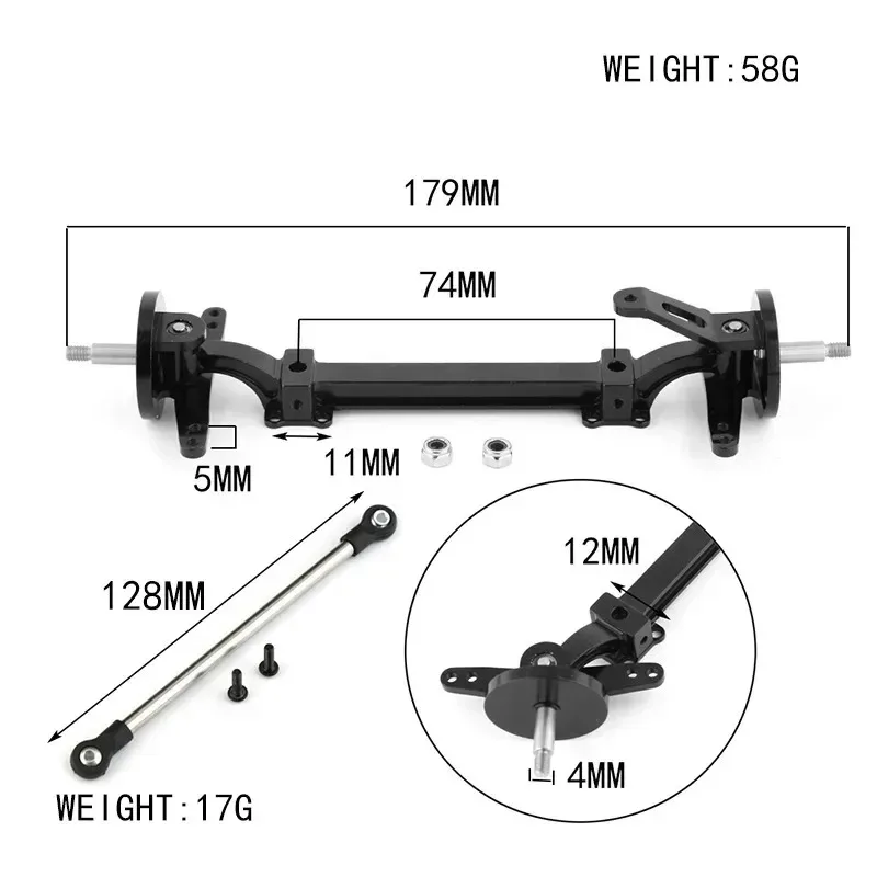 Metall-Vorderachslenkungsbaugruppe Verbindungsstange ohne Antrieb für Tamiya 1/14 RC Truck Traktor Auto Upgrade-Teile
