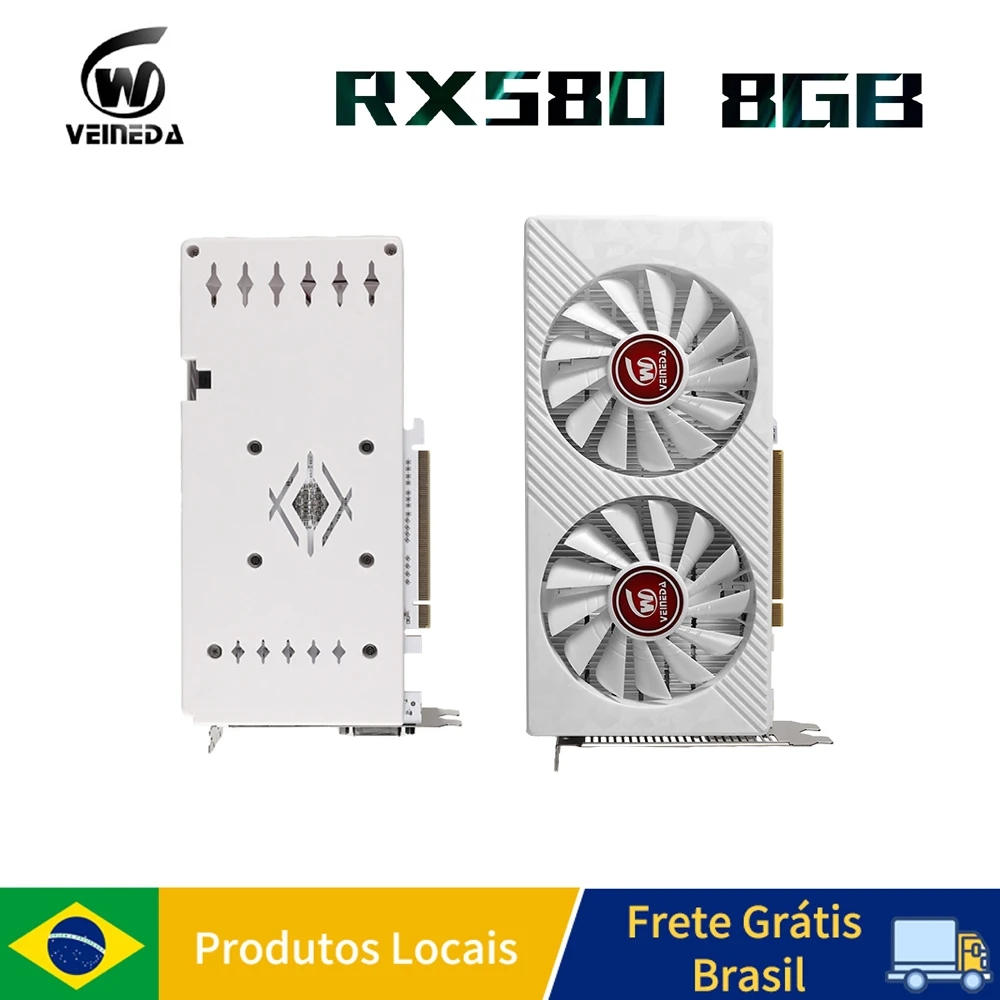 Placa gráfica para jogos de vídeo Veineda RX 580 8GB 2048SP GDDR5 256Bit PCI Express 3.0 × 16 Radeon GPU rx580 8g