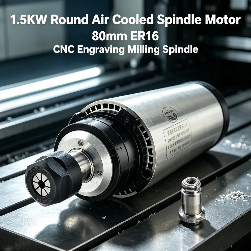 CNC Air Cooled Spindle Motor 1500W 2.2KW 80Mm Diameter Router Tools For Milling Engraving Cutting Machine