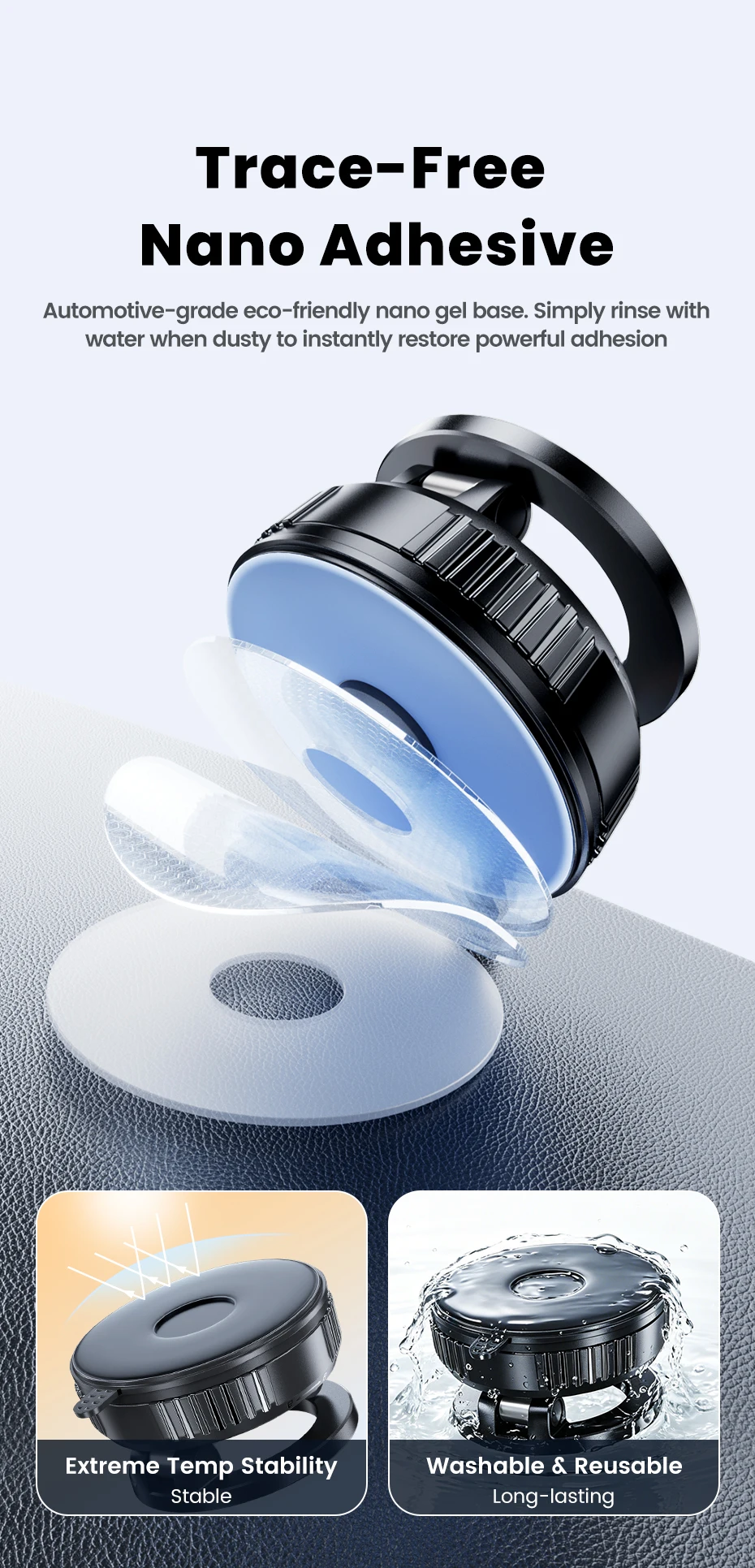 Toocki Vakuum-Magnetischer Auto-Handyhalter Saugnapf-Autohalterung 360° ° Verstellbarer, faltbarer Ständer für iPhone, Xiaomi, Huawei, Samsung – Detail 4