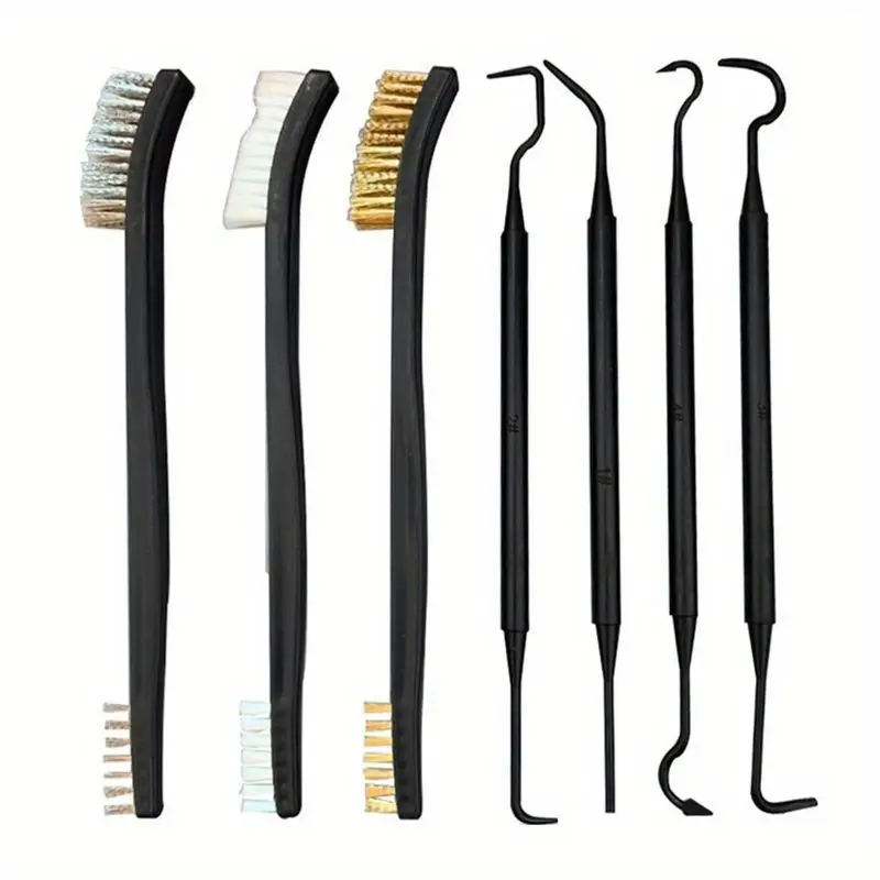 3 Brushes 4 Hooks Gun Pipe Cleaning Brush Set for Rifle Barrel Maintenance