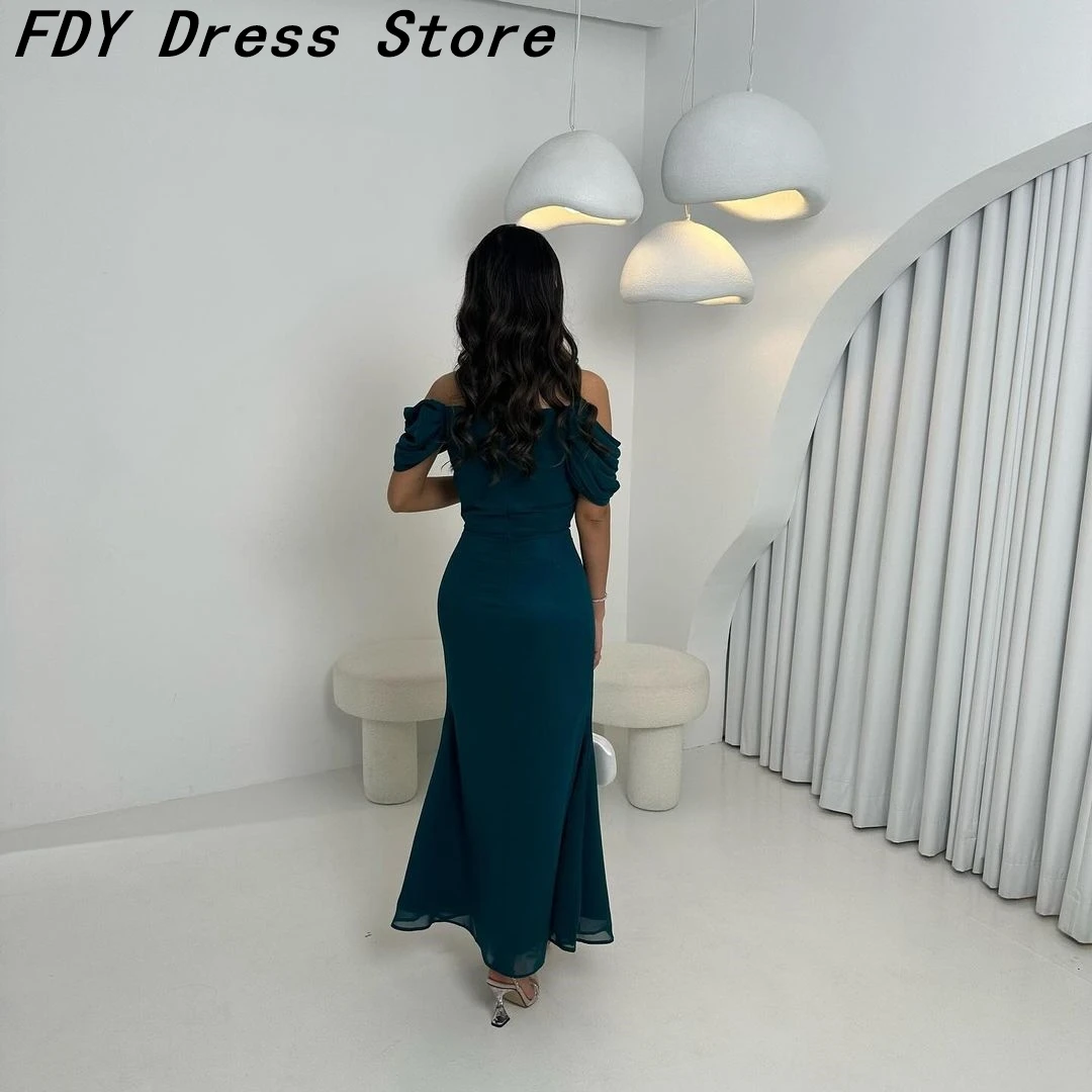 Customized Mermaid Evening Dresses V Neck Sleeveless Prom Dresses Ankle Length Pleated Formal Occasion Dresses