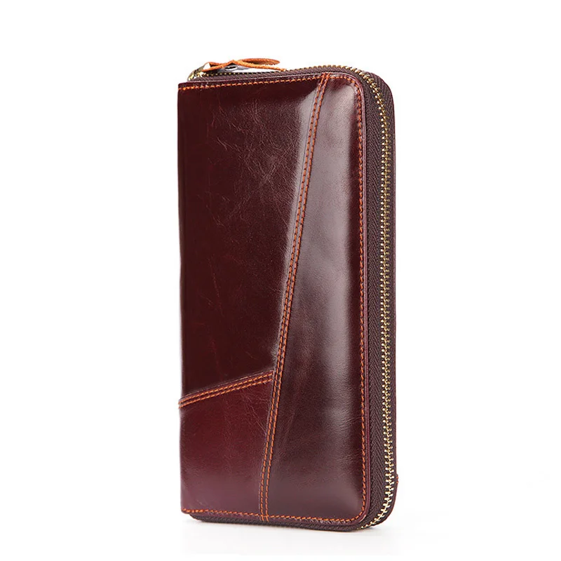 

New Men Purse Genuine Leather Wallet Clutch Bag Fashion Long Man Cow Card Holder Coin Billetera Hombre