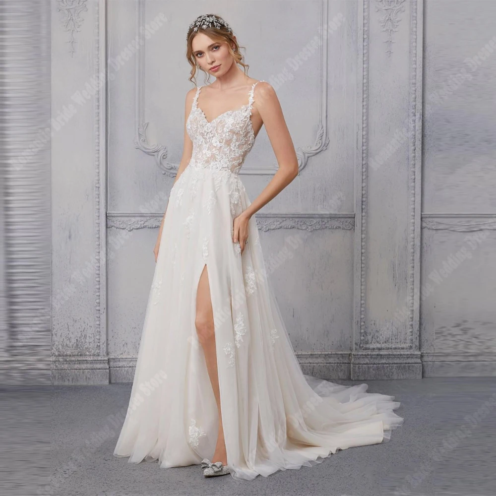 스윗하트 칼라 A 라인 여성 웨딩 드레스 우아한 Tulle Bridal 가운 Mopping Length 연회 Vestidos De Novias Customized