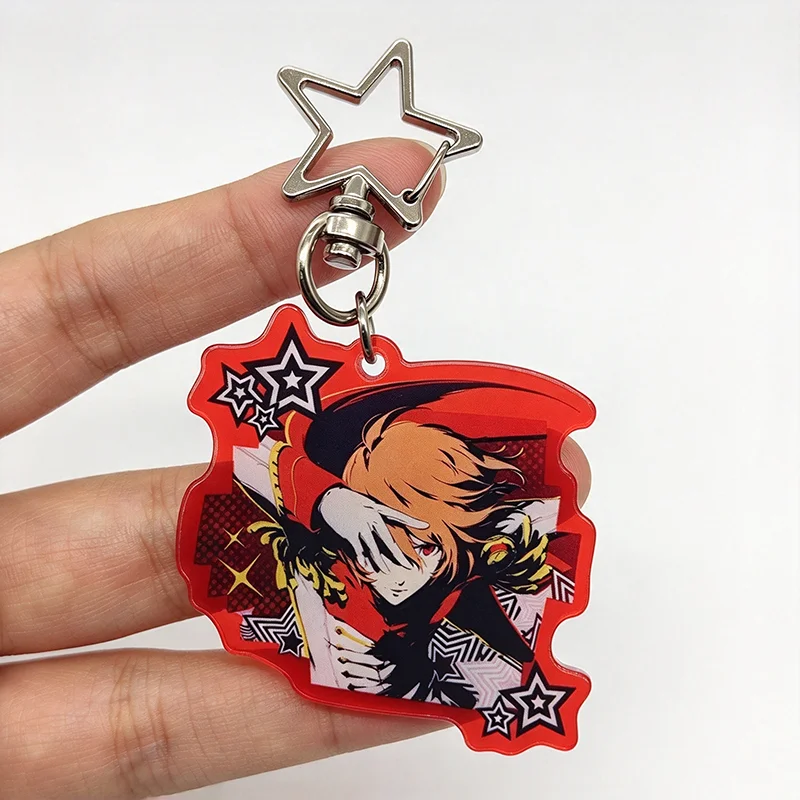 Game Akechi Goro CROW AKC Cosplay Keychain Kawaii Acrylic Pendant Keyring Key Chain Accessory Ornament Decoration Collect Prop