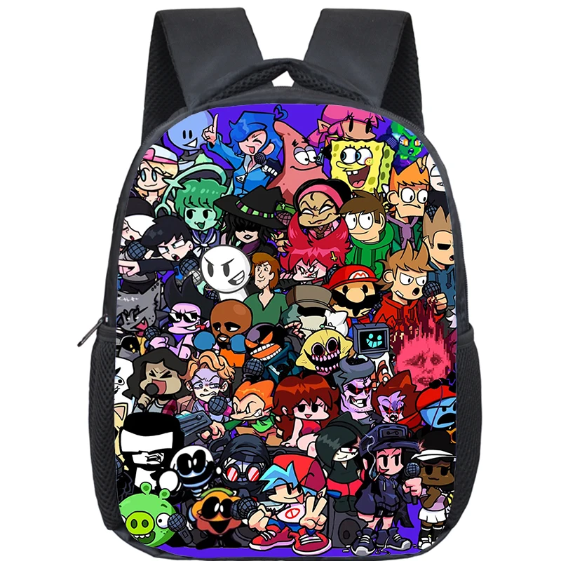 Impermeável Anime escola sacos para crianças, sexta-feira à noite Funkin, Kindergarten Bag, pré-escolar, meninas, meninos, criança, 12"