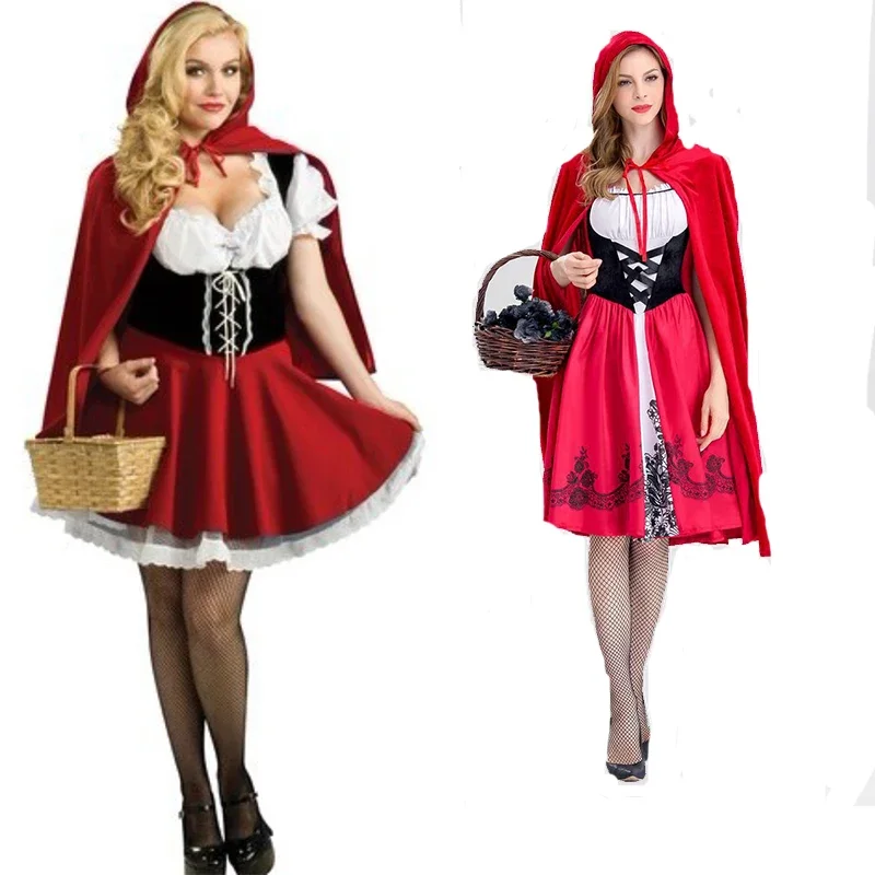 S-6XL Disfraces de Halloween para mujer, Cosplay, vestido con capucha de montar pequeño rojo, disfraz de mujer, disfraces femeninos adultos