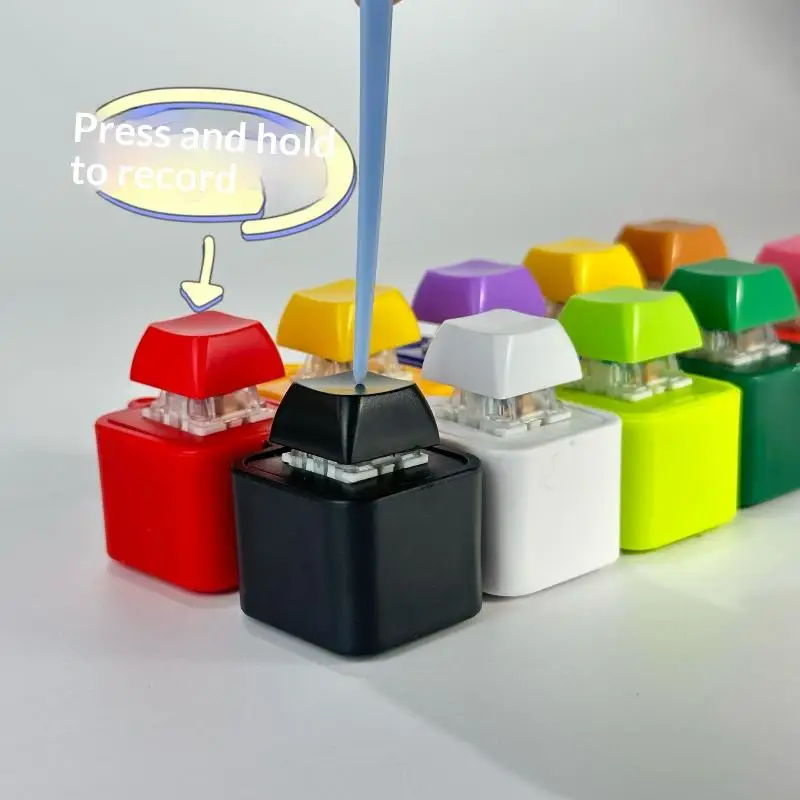 Mini Stress Relief Keyring Keyboard Clicker Sound Rechargeable Recording LED Light Fidget Toy for Family Gathering Game