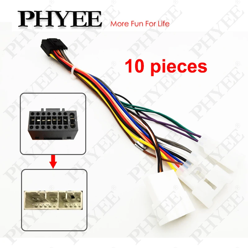 Radio Wiring Harness Adapter 16 Pin Connector Plug 10 Pcs Wholesale Cable for Toyota Corolla Camry RAV4 Hilux Land Cruiser Yaris