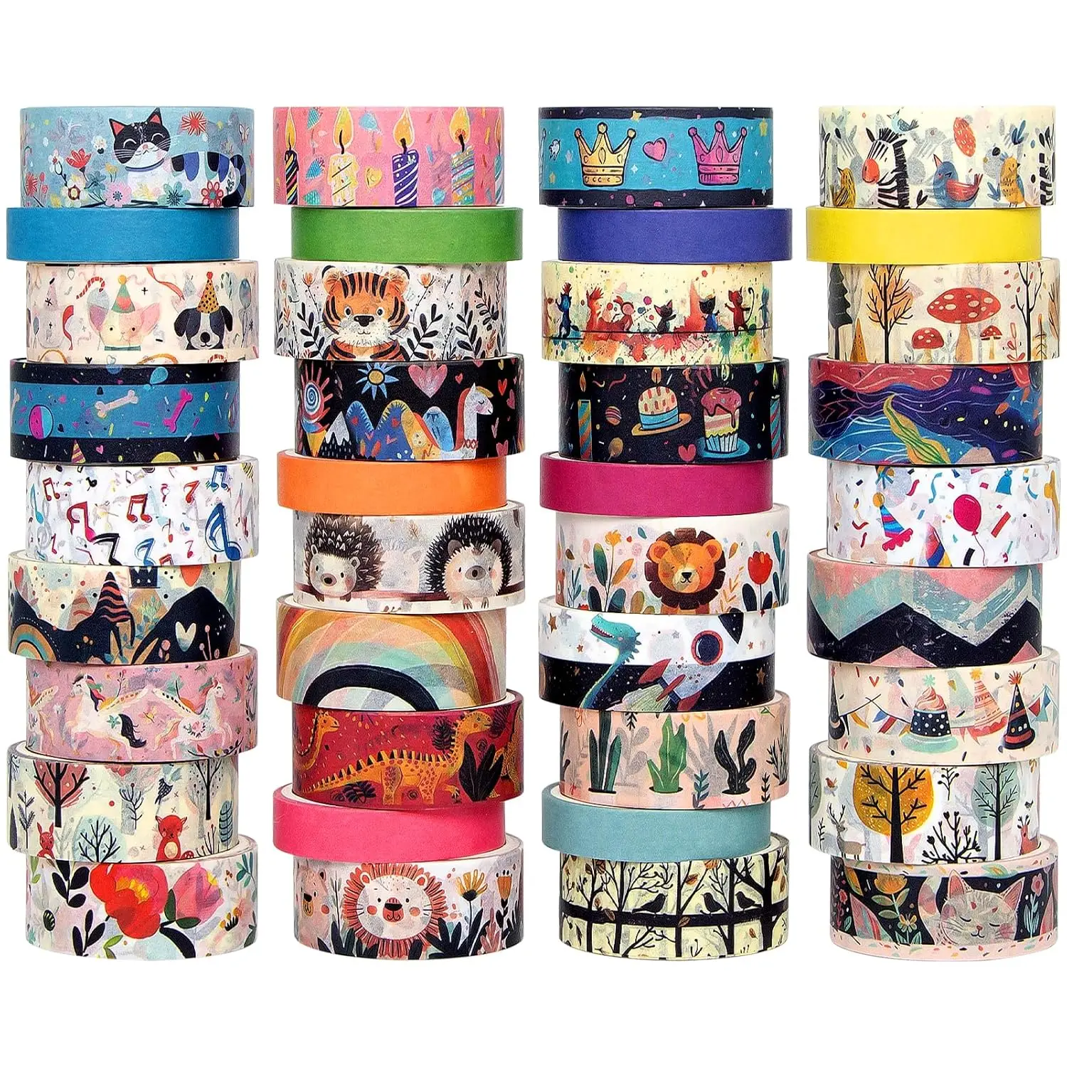 

Tape Set 39 Rolls - Cute Animal Colored Decorative Adhesive Tape for Kids, Masking Tape for Scrapbooking Supplies, DIY Crafts, G