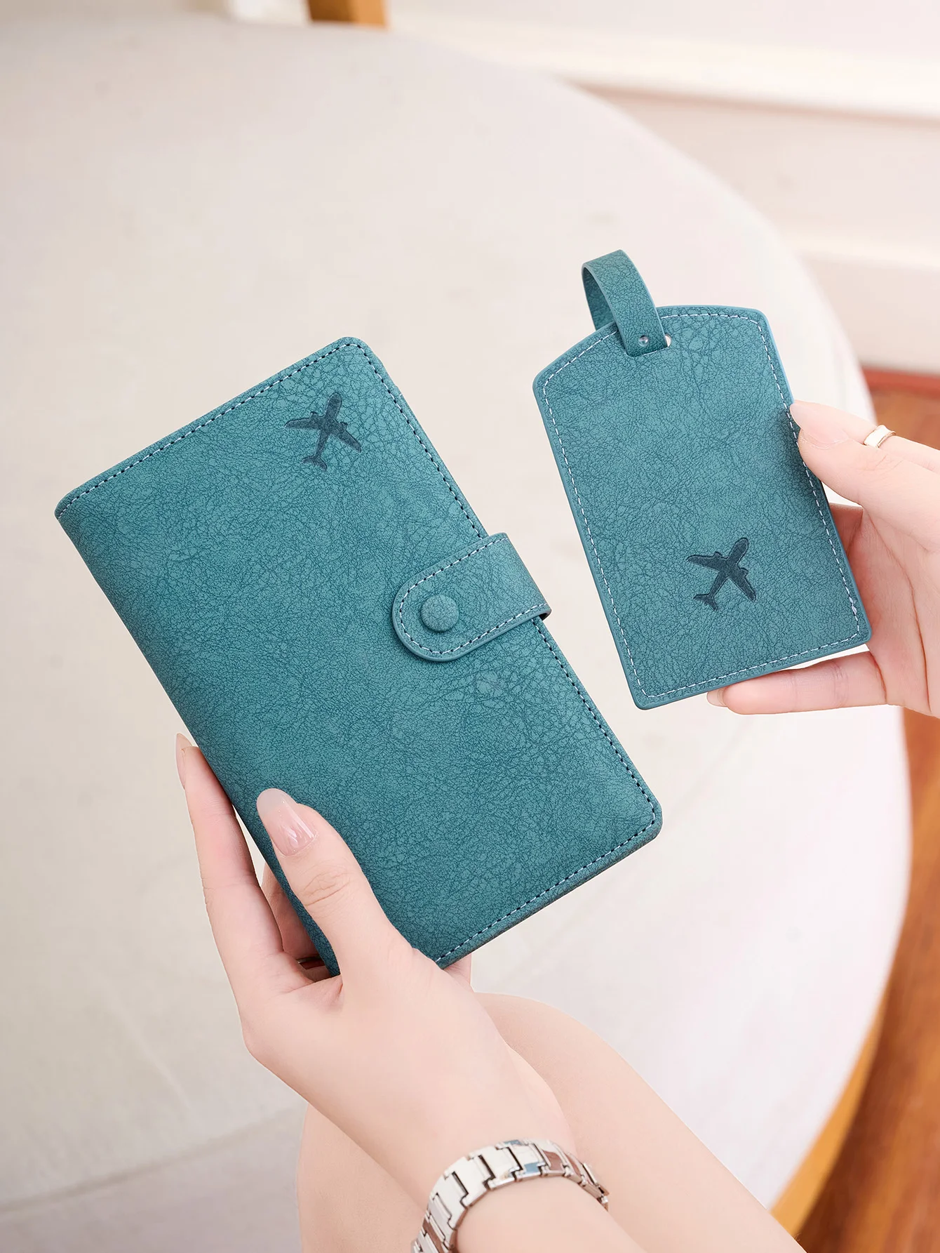 Portafoglio per passaporto combinato in 2 pezzi/etichetta per bagagli, copertina multifunzionale alla moda, etichetta per bagagli anti-smarrimento, accessori da viaggio