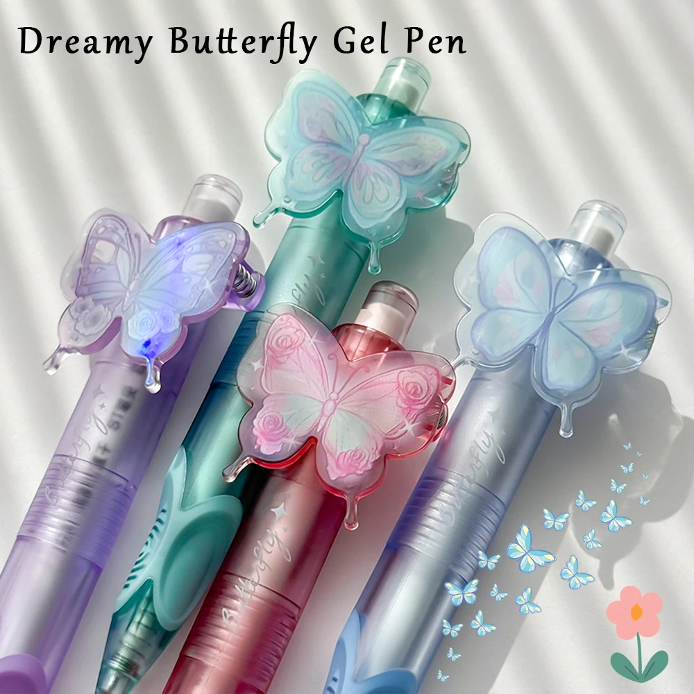

4 упаковки, гелевые ручки Dreamy Butterfly, 0,5 мм, эргономичная ручка, быстросохнущие ручки, креативные милые карманные ручки для учебы и офиса