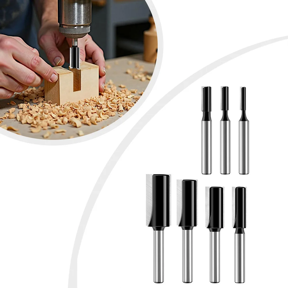 7-piece Milling Cutter Set Alloy Double-edged Woodworking Cutter Slotting Cutter Engraving Machine Woodworking Milling Cutter ﻿