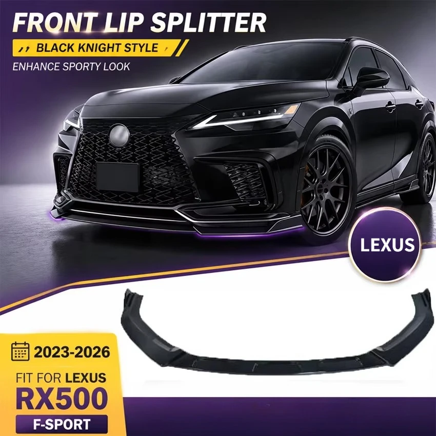 3pcs Car Front Lip Splitter Bumper Spoiler for Lexus RX500 2023-2026 for F-Sport Black Knight Style Body Kit Tuning Accessories
