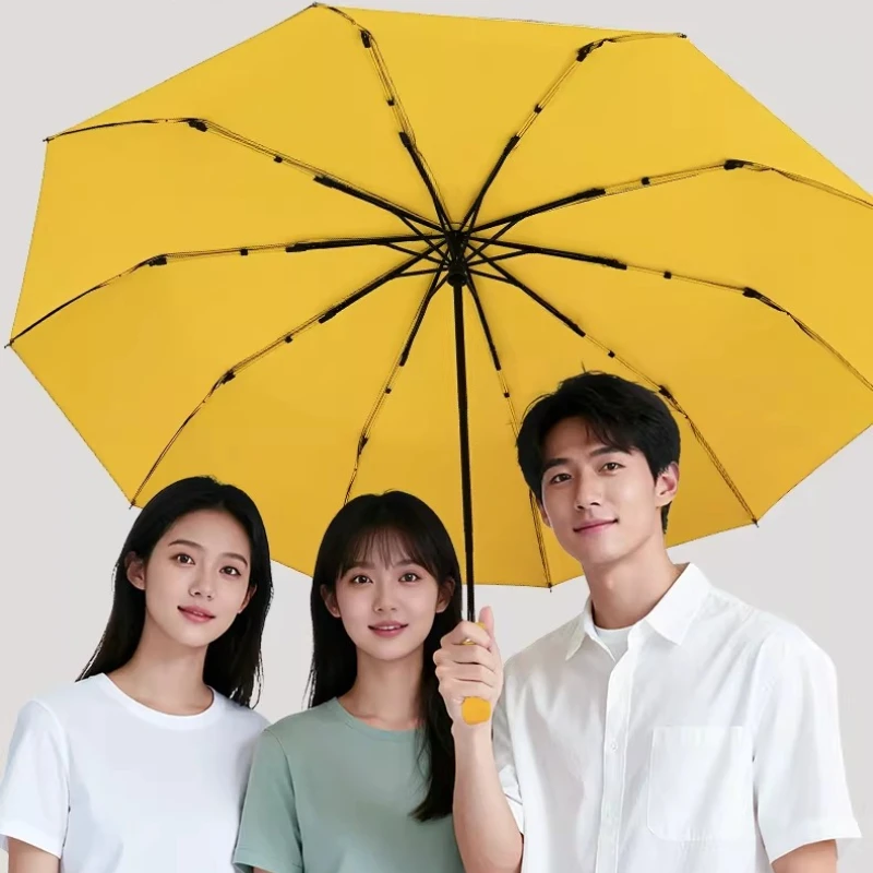 

Heavy Duty Automatic Folding Umbrella, Large Windproof Rain Shield with Extra Wide Canopy for Storms and Daily Commute