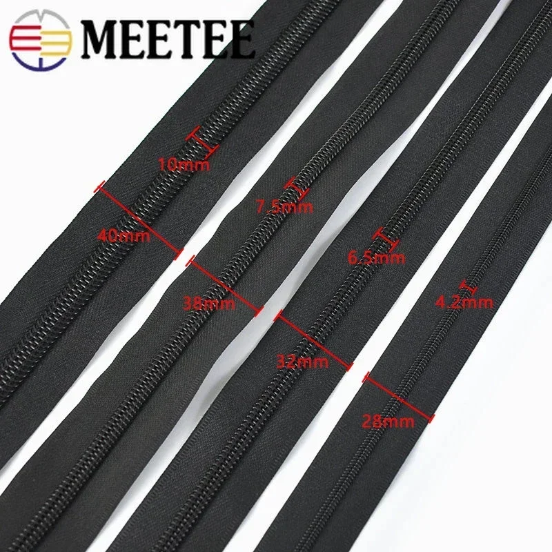 2/5M 3# 5# 8# 10# Waterproof Zippers Black Invisible Nylon Zipper for Sewing Outdoor Jacket Bags Suitcases Coil Zips Accessories