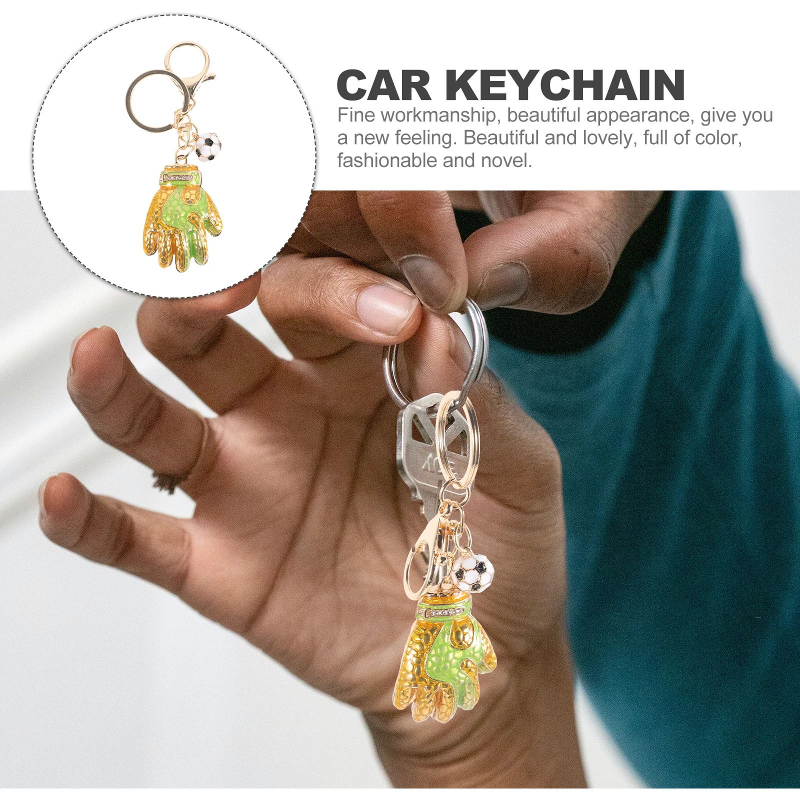 

Elegant Soccer Goalie Gloves Keychain Car Pendant Backpack Ring Small Size Lightweight Present For Special Days