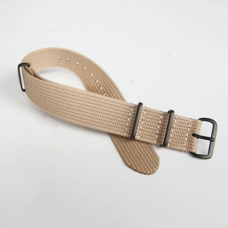 Black Buckle Ribbed Watch Band for Universal Straps