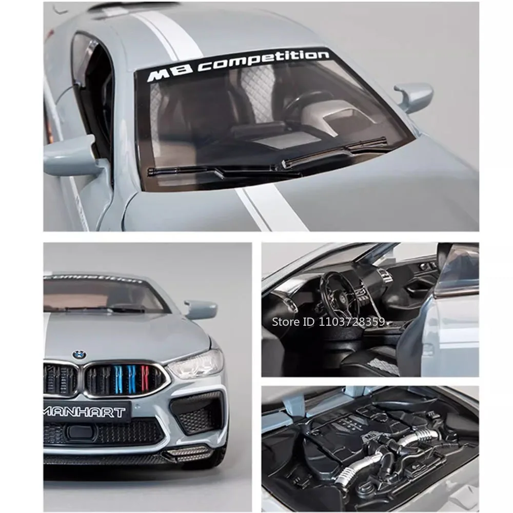 1:32 스케일 M8 모델 장난감 미니어처 슈퍼카 합금 다이캐스트 스포츠카 사운드 라이트 도어 오픈 풀백 장식품 어린이 선물용