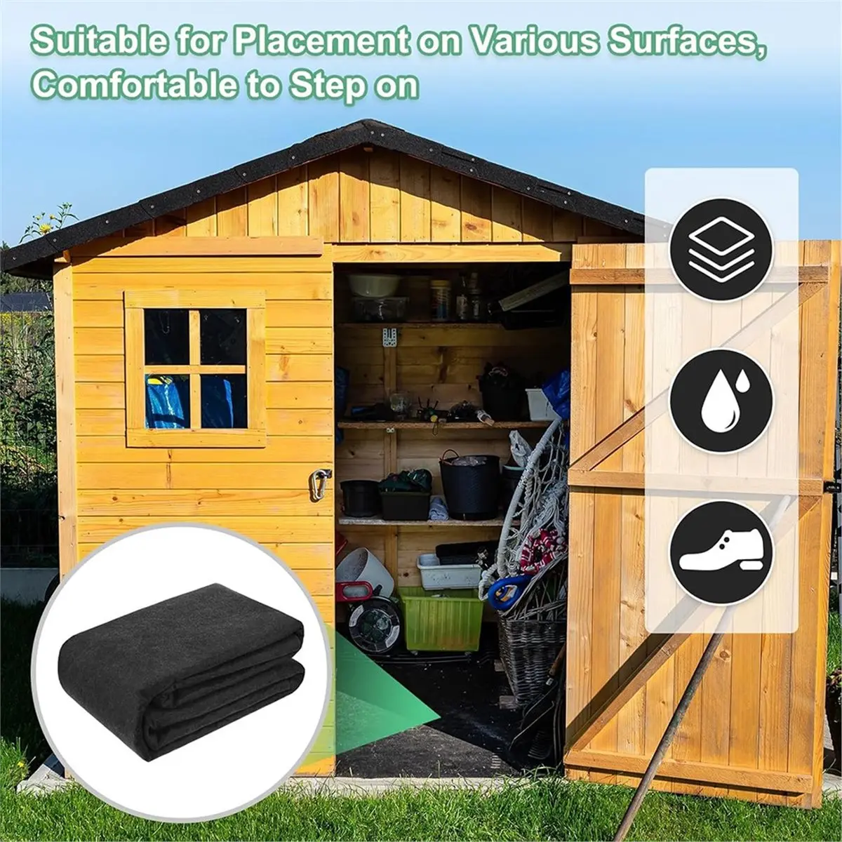 

ABJA Outdoor Storage Shed Mat, 1.5x1.8m Waterproof Small Shed Flooring Mat for Patio Furniture Floor Protecting