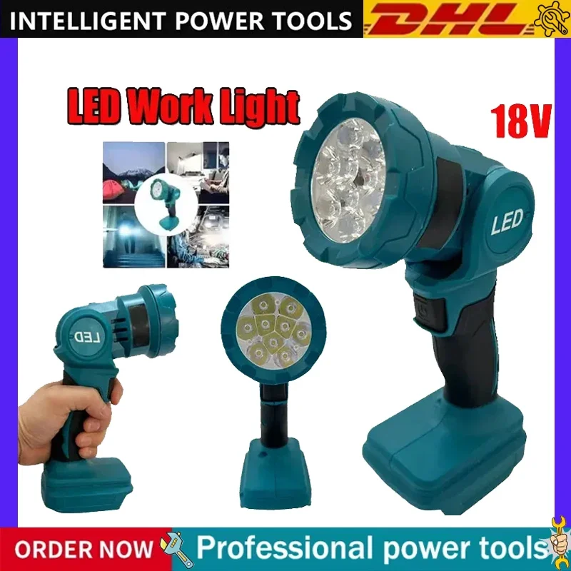 

Аккумуляторный светодиодный рабочий фонарь для Makita 18В, для использования в помещении и на улице, ночной поисковый прожектор, перезаряжаемый фонарик, электроинструмент
