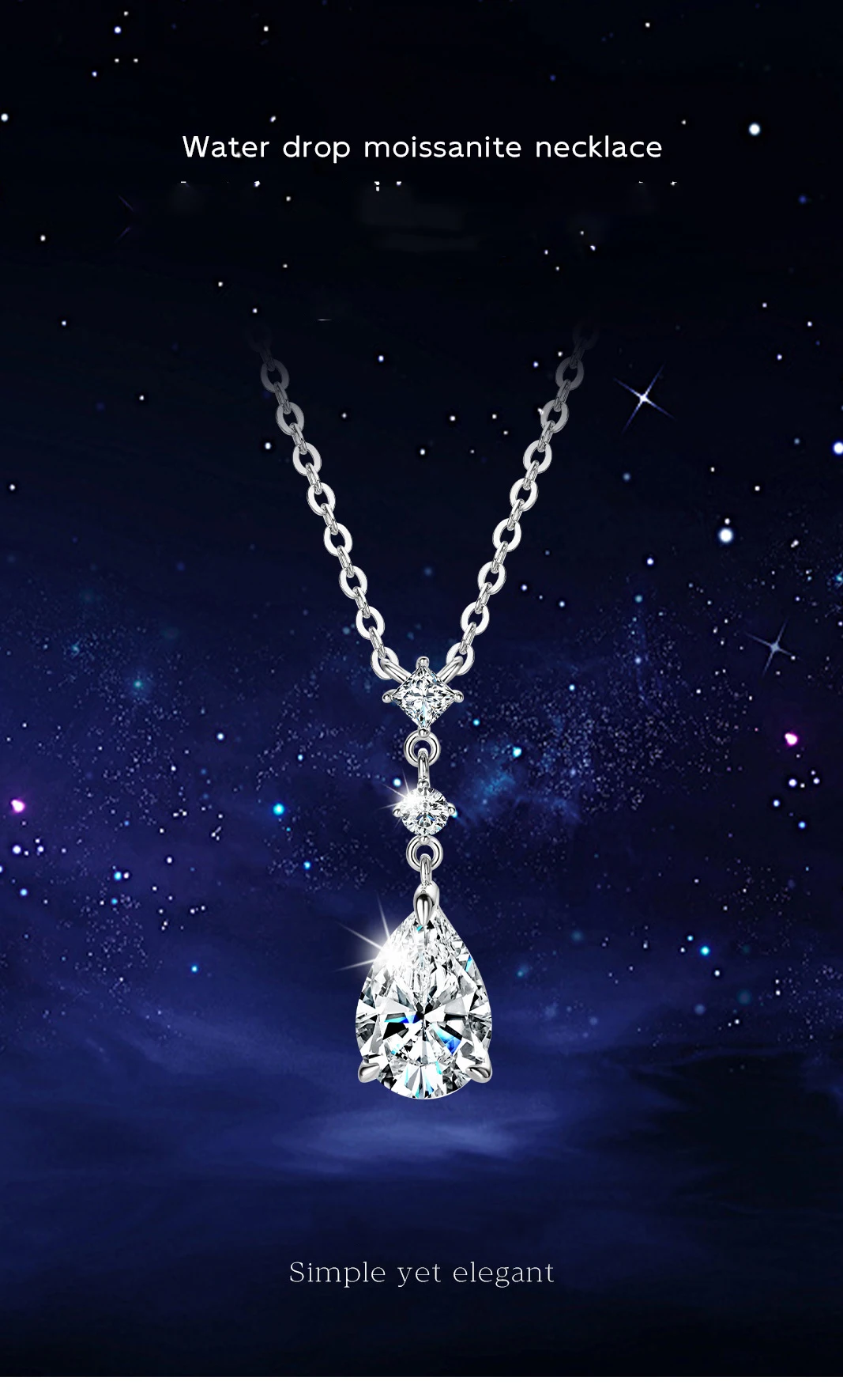 

Ожерелье с подвеской в форме капли воды из муассанита, женское ожерелье из стерлингового серебра 925 пробы, роскошные ювелирные изделия, подарок на вечеринку