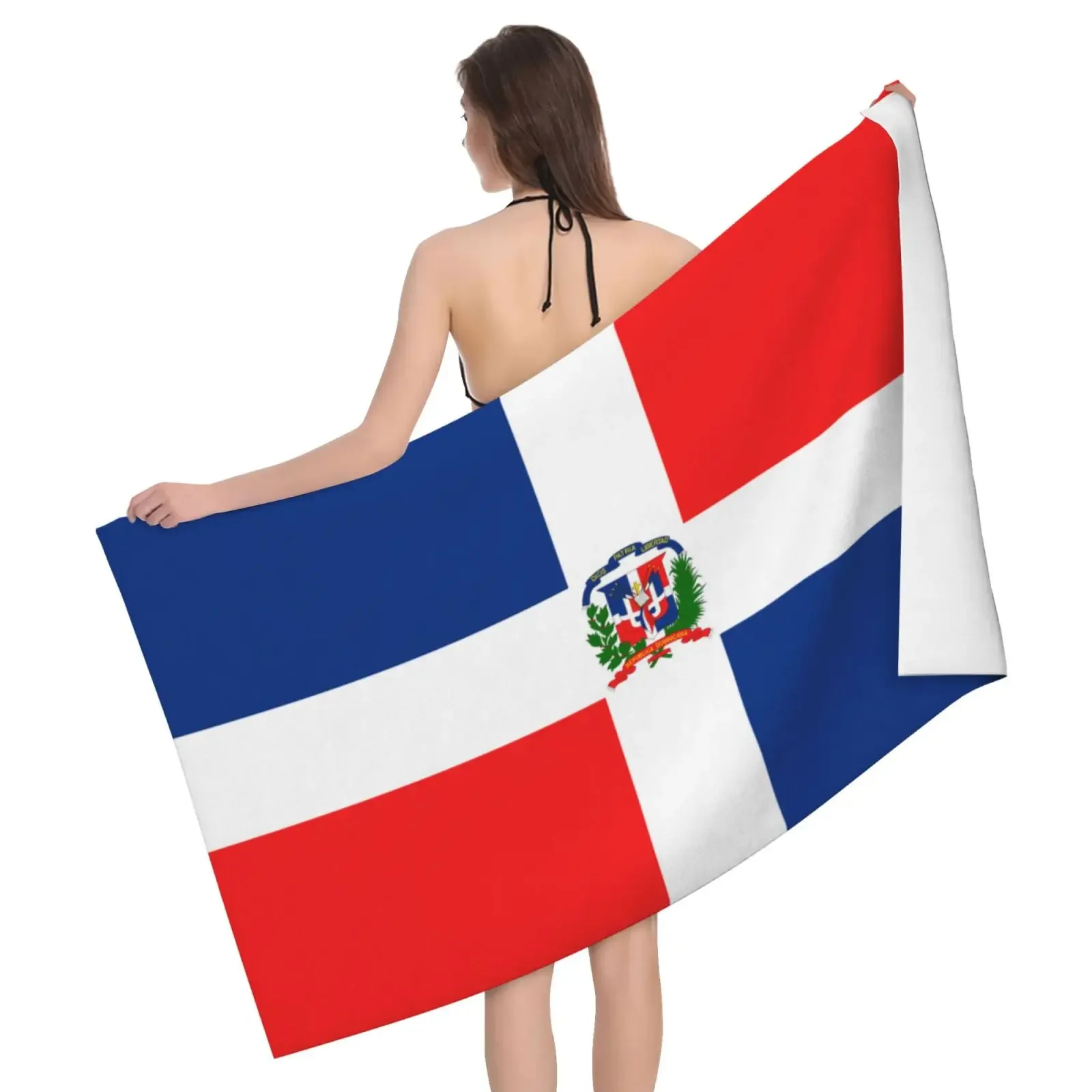 Dominican Republic Flag Print Quick-Dry Beach Towel Absorbent Soft Cozy Beach Towels for Adults Kids 80x130cm