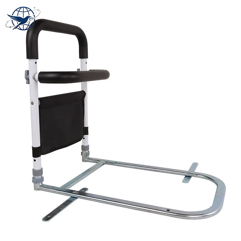 Bed Assist Bar with Storage Pocket, Height Adjustable Bed Rail for Elderly Adults, Assistance for Getting In and Out of