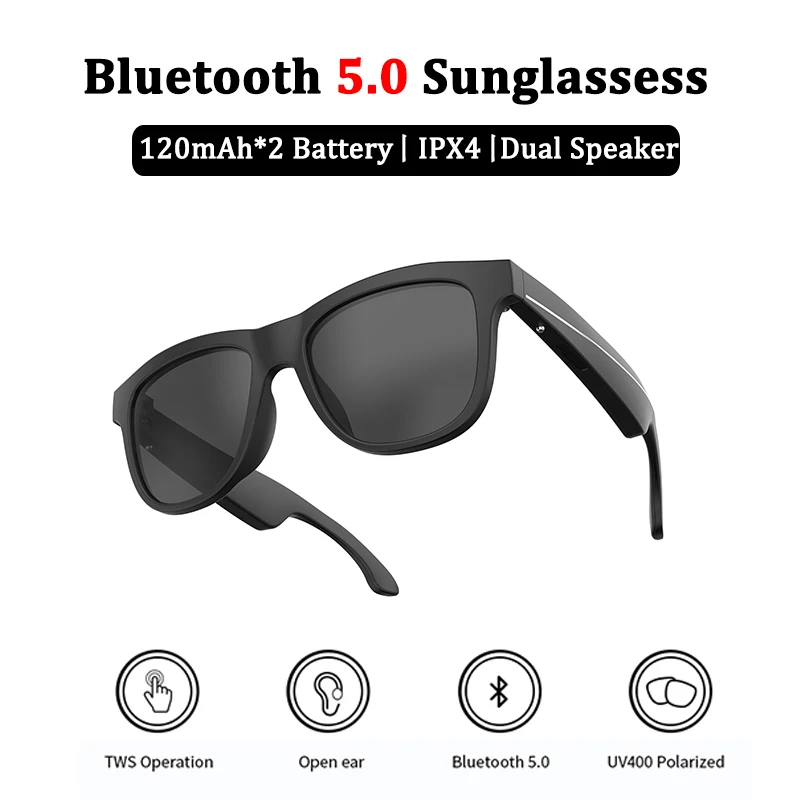 Lunettes intelligentes Bluetooth 5.0 pour les touristes, écouteurs, lunettes de soleil, téléphone de sauna sans fil, UV400, musique polarisée, appels