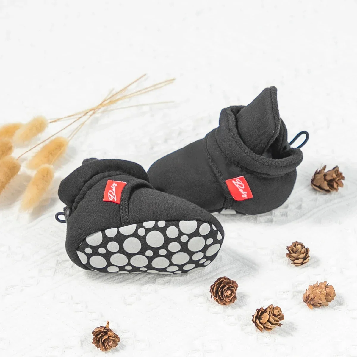 Winter Baby Boy Girl Socks Booties Fluff Soft Elastic Cord First Walkers Anti-slip Indoor Warm Newborn Baby Shoes Moccasin