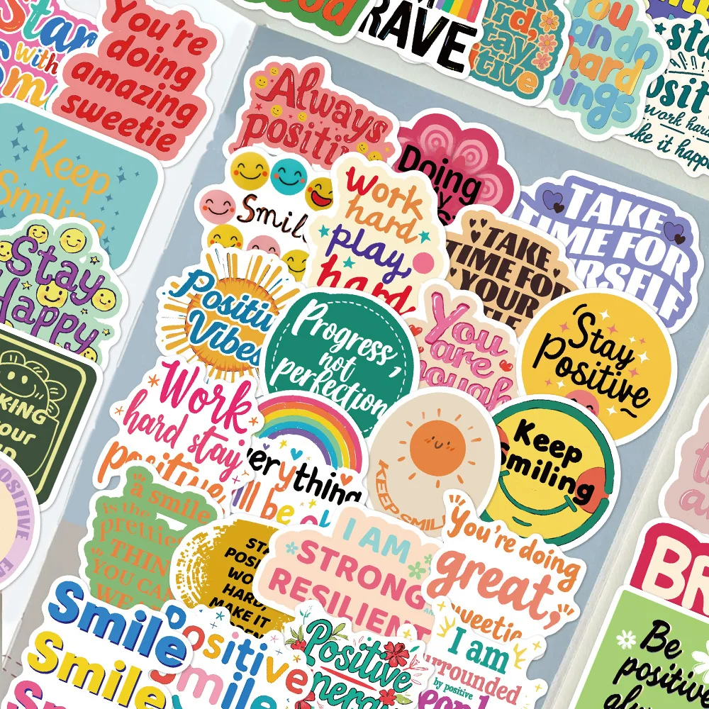 50PCS Positive Affirmation Stickers Kawaii Harajuku Skateboard Graffiti Decals Luggage Suitcase Bike Gift Phone Bike Stickers image 6