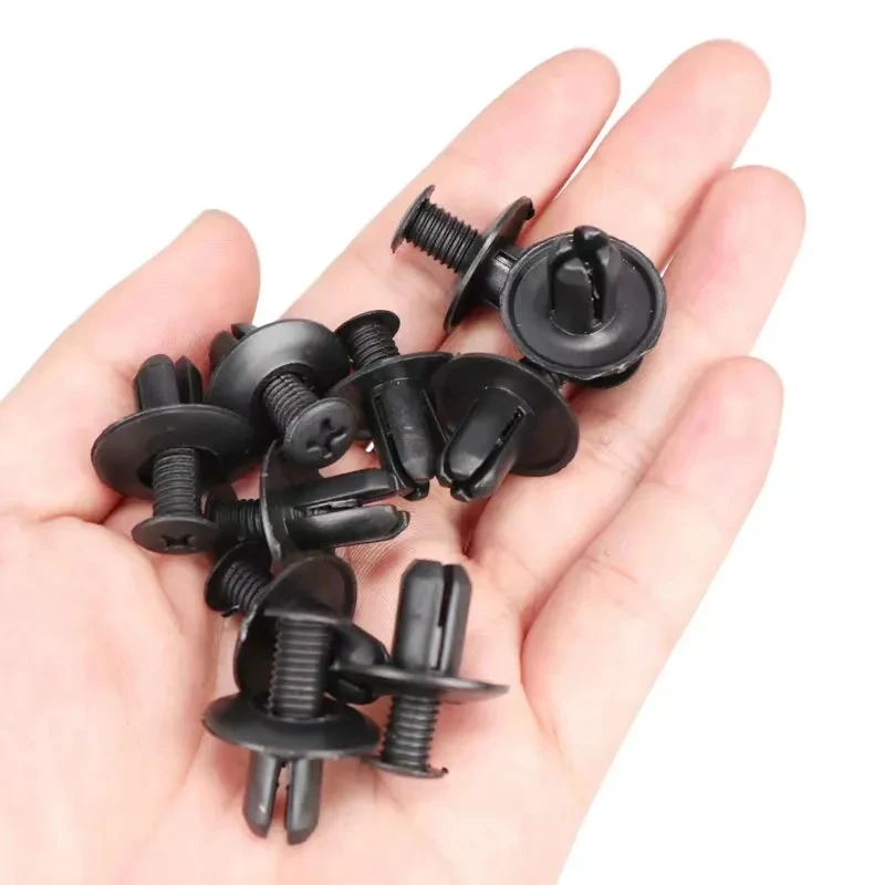 5/100pcs Car 8mm Hole Plastic Rivets Fastener Push Clip Black Auto Vehicle Door Trim Panel Retainer Fastener Clips for Toyota Au