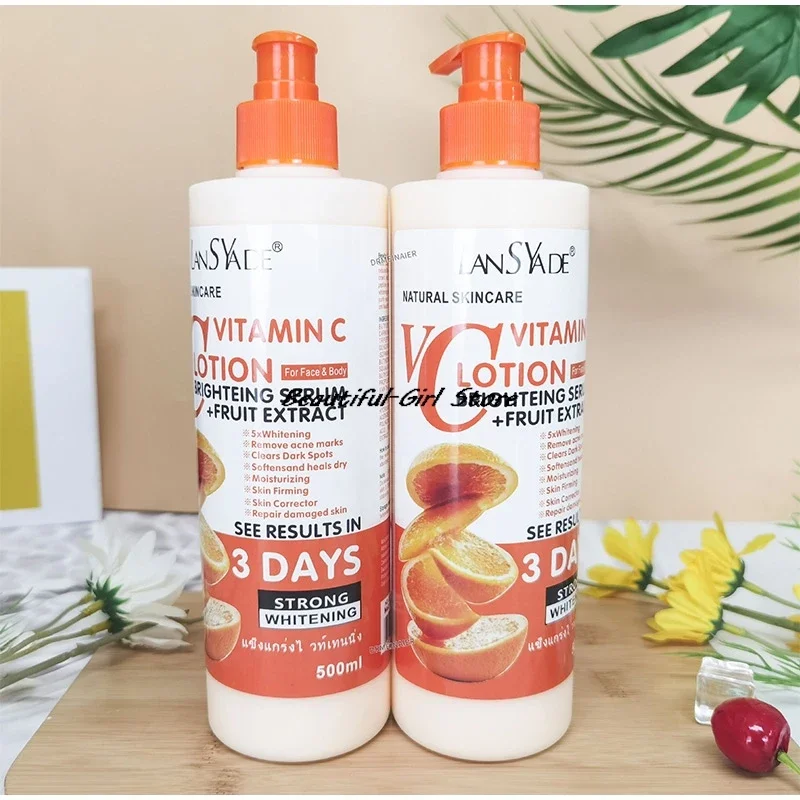 500ml โลชั่นบํารุงผิว Vitamin-C Moisturizing Nourishing Delicate Smooth Repair Skin Anti-chapping Brightening Skin Care ครีม