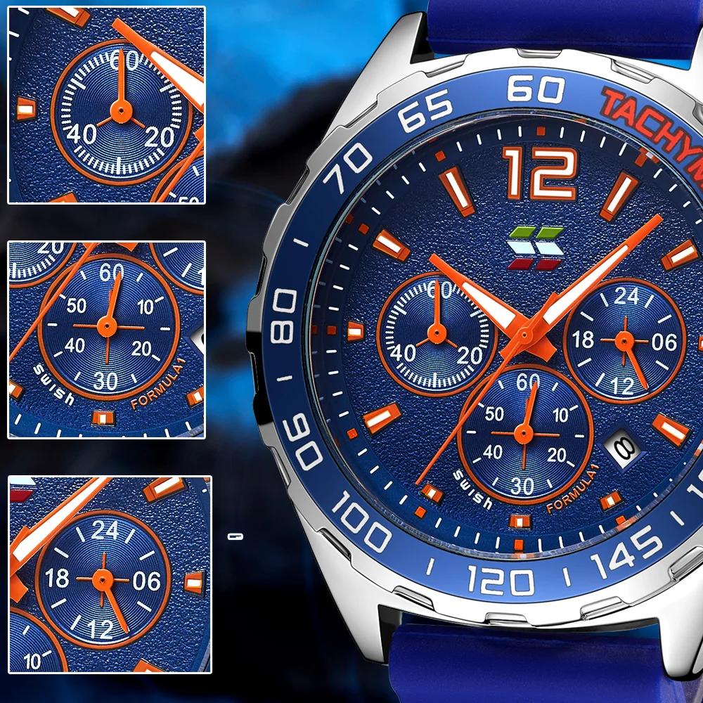 2023 SWISH Sport Luxury Watch for Men Sport Chronograph Blue Wrist Watch Casual Male Watches Waterproof Clock Relogio Masculino